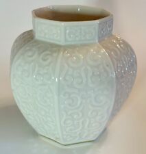 Beautiful Lenox Fine China Ivory Embossed Vase with Gold Trim, Flared Top picture