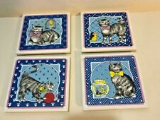 Vintage Cat Design Tile Trivet Set of 4 Coasters Wall Art picture