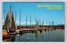 San Mateo CA-California, Marina At Coyote Point, Antique, Vintage Postcard picture