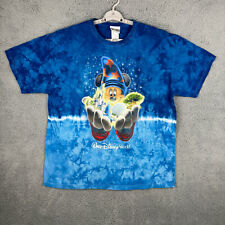 VTG Walt Disney World Mens Large Disneyland Tie Dye Shirt Fantasia Mickey Blue picture