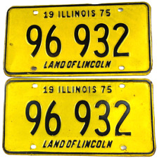 Vintage 1975 Illinois Auto License Plate Set Man Cave Garage 96 932 Collector picture