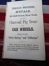 1875 Original railroad Ad CROCKER BROTHERS METALS Clove Spring Jefferson Iron picture