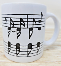 Waechtersbach W. Germany Mug Musical Notes White Black Coffee Cup picture