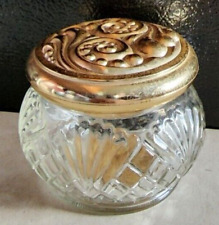 Vintage Avon 5 Oz SSS Skin Softener Empty Sea Shell Clear Glass Jar W/ Gold Lid picture