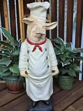 Vintage Chef Pig Statue Figure French Pastry Butcher Shop Restaurant Bakery 24” picture