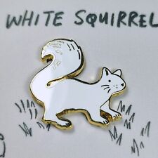 Rare Lucky White Squirrel Enamel Lapel Hat Coat Bag Pin Animal Woods Good Luck picture