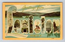 Lewiston ME-Maine, LARGE LETTER Greetings Vintage Souvenir Postcard picture