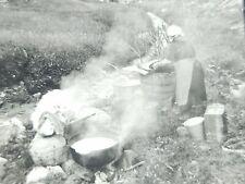Woman Washing Clothes Near Stream Lyngen Norway Magic Lantern Glass Slide 1932 picture