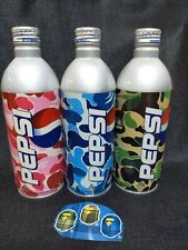 2001 A Bathing Ape x Pepsi Empty Cans Bottle complete set With Sticker Bape ぬ picture