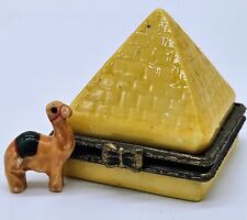 Vintage Limoges Style Porcelain Trinket Box - Pyramid with Tiny Camel picture