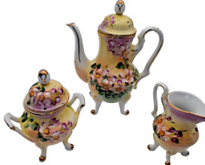 Elegant Antique Limoges France Floral Pattern Chocolate Tea Pot Set Fine China picture