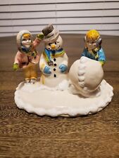 ADORABLE SNOWMAN WITH KIDS FIGURINE picture