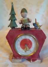 Vintage Sheffield Alarm Clock Works Great Christmas Time Red Paint  picture
