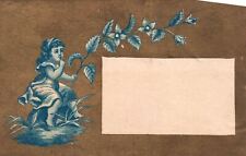 1880s-90s Young Girl With Flowers Trade Card Gold Background picture