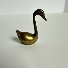 Vintage Small Solid Brass Swan Goose Bird Mini Figurine 2.5” India picture