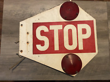 ORIGINAL VINTAGE STOP SIGN SWING OUT METAL STOP SIGN WHITE AND RED picture