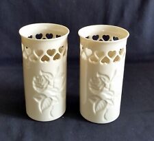 2 NEW NOS LENOX SPECIAL PIERCED HEART Vases EMBOSSED ROSE USA 5.75