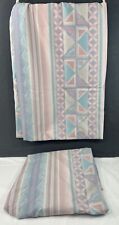 Vintage 80s Pacific FULL Sheet Set Southwest Aztec Boho Pastel Flat Fitted 2 PC picture