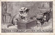 Artist Card Dressed Cats Write Letters I Liked Your Last Letter Postcard 1910 picture