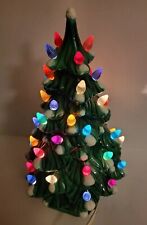 Vintage Holland Ceramic Lighted Christmas Tree Frosted Flocked Snow Tips 12