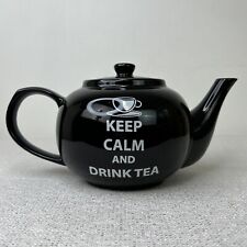 The Old Pottery Company Ceramic Novelty Teapot Black Keep Calm And Drink Tea picture
