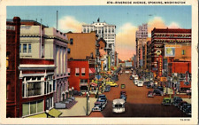 Spokane WA- Washington, Riverside Avenue, Advertisement Antique Vintage Postcard picture