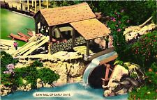 Vintage Postcard- Saw Mill of Early Days, Indoor Miniature village,  Early 1900s picture