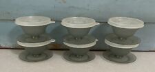 6 Vintage Tupperware 754 Smoke Grey Pudding Parfait Jello Dessert Cups with Lids picture