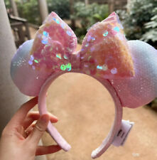 US Disney Parks Little Mermaid Ariel PINK Iridescent Minnie Ears Headband picture