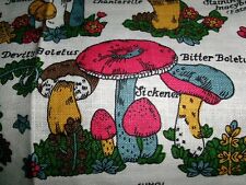 Vintage Wild Mushrooms   Irish  Linen Tea towel By Ulster Reg 5064 UNUSED picture