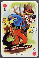 1939 Mickeys Fun Fair Card Rare Disneyana Blue Back Big Bad Wolf Postman picture