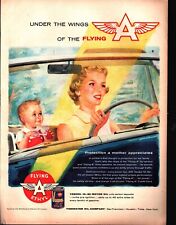 Vintage 1956 VEEDOL FLYING A MOTOR OIL Lg Full Pg Print Ad MOTHER & BABY DRIVING picture