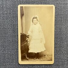 CDV Photo Antique Portrait Girl in White Dress Veil First Holy Communion Germany picture