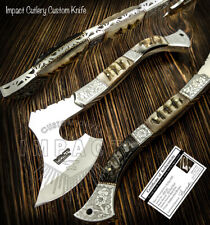 IMPACT CUTLERY RARE CUSTOM D2  FULL TANG HATCHED,TOMAHAWK AXE ART KNIFE RAM HORN picture