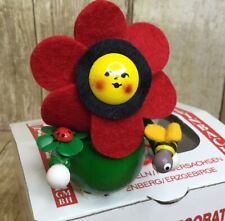 Steinbach Red Flower Face Bee Ladybug Wood Felt Christmas Ornament Germany picture