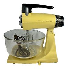 Vintage Sunbeam Mixmaster Yellow 12 Speed- 2 Beaters Glass Bowl Power Cord picture