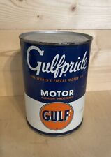 Vintage GULF PRIDE Motor Oil 1 Quart Can Empty picture
