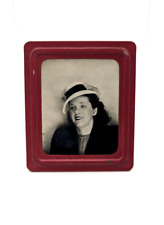Beautiful Woman Tilted Hat 1930s Vintage Photomatic Photo Booth Red Border Frame picture