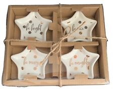 Tag Merry and Bright Star Shape Plates Holiday Trinket Plates Porcelain picture