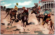 1913 Cowboy Race With Wild Bronchos Frontier Day Cheyenne Wyo. Posted Postcard picture