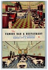 c1940's The Famous Bar And Restaurant Kansas City Missouri MO Unposted Postcard picture