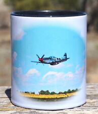 AMAZING NORTH AMERICAN P-51 MUSTANG  11oz DUAL TONE COFFEE MUG picture