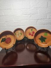 Set of 4 Vintage Signed Hand Painted Wooden Decorative Bowls picture