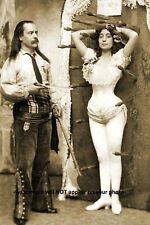  Vintage Scary Knife Thrower Girl PHOTO Circus Carnival Sideshow Act Freak 1900 picture