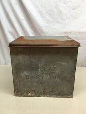 Vintage Galvanized Metal Dairy Milk Box Dallas Dairy Inc  picture
