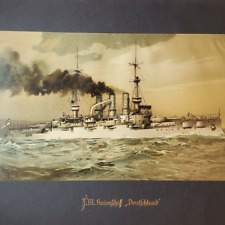 WW1 German Battleship Imperial Navy SMS Deutschland ship print original old sea picture