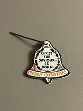 Rare C 1920 Merry Christmas Bell On Stickpin. Reading Christ The Savior Is Born picture