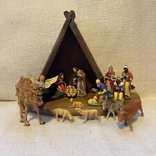 Antique German 15 Piece ERZGEBIRGE Putz Nativity Set Fontanini picture