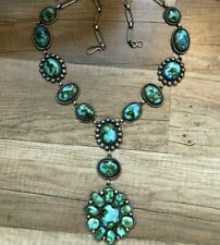 Exquisite NAVAJO Sterling Silver SONORAN GOLD TURQUOISE Cluster NECKLACE picture