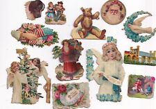 Wonderful 1800's Victorian Die Cut Scrap Lot -Santa Angels Up to 3.25 inches picture